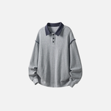 Versatile Faux Two Piece Polo Sweatshirt