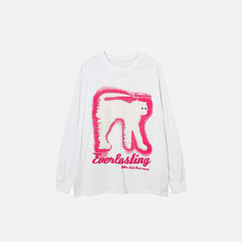 Cartoon Cat Graphic Loose Sweatshirt