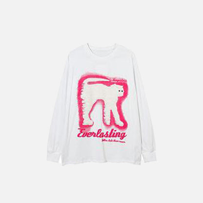 Cartoon Cat Graphic Loose Sweatshirt