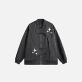 Front view of the dark grey Steller Design Jacket in a gray background