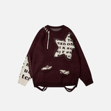 Star Embroidery Ripped Poem Sweater