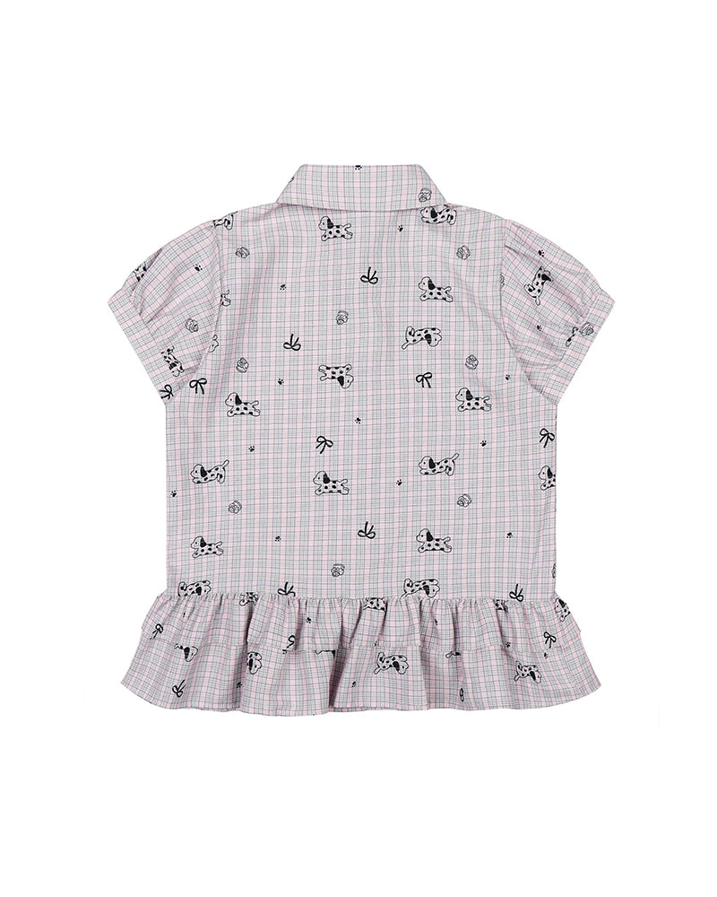 Ruffle Hem Plaid Short Sleeve Shirt