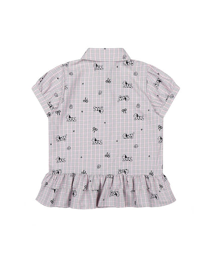 Ruffle Hem Plaid Short Sleeve Shirt