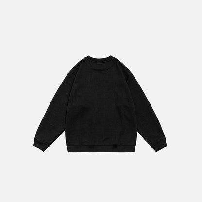 Back view of the black Solid Embroidered Sweatshirt in a gray background