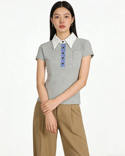 Contrast Collar Fitted Polo Tee