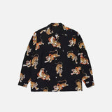 Loose Tiger Print Plaid Shirt