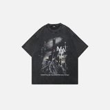 Retro Washed Black Scary Ghost T-Shirt