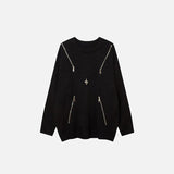 Oversized Spliced Zipper Sweater