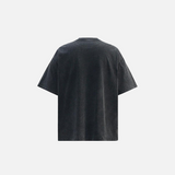 Back view of the black Loose Punk Rock Anarchy T-shirt in a gray background