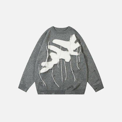 Loose Worm Ripped Sweater
