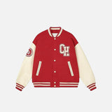 Retro Letter Printed Varsity Jacket