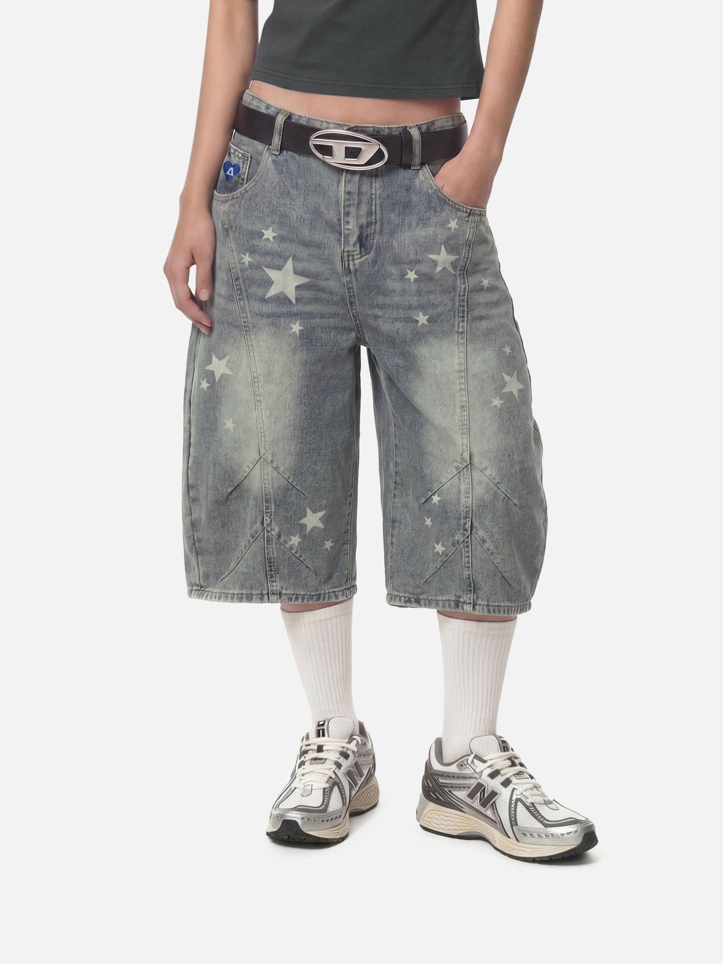 Star Print Longline Jorts