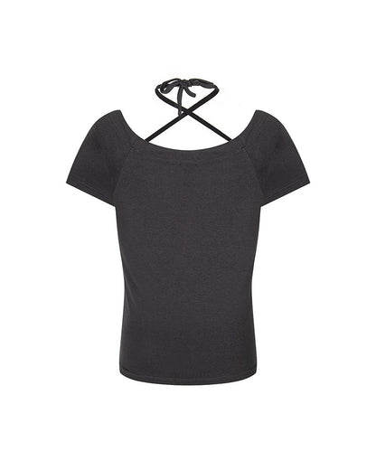 Distressed Graphic Off-Shoulder Tee