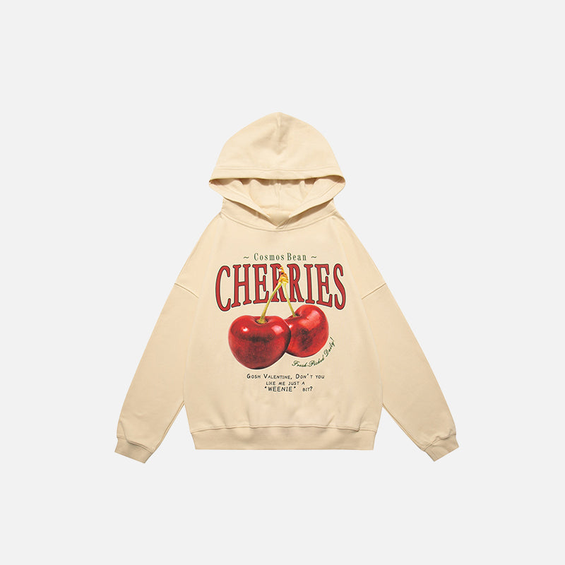 "Fruit Code" Cherries Print Hoodie