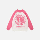 Color Contrast Ripped Sweater