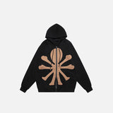 Oversized Embroidery Gothic Hoodie