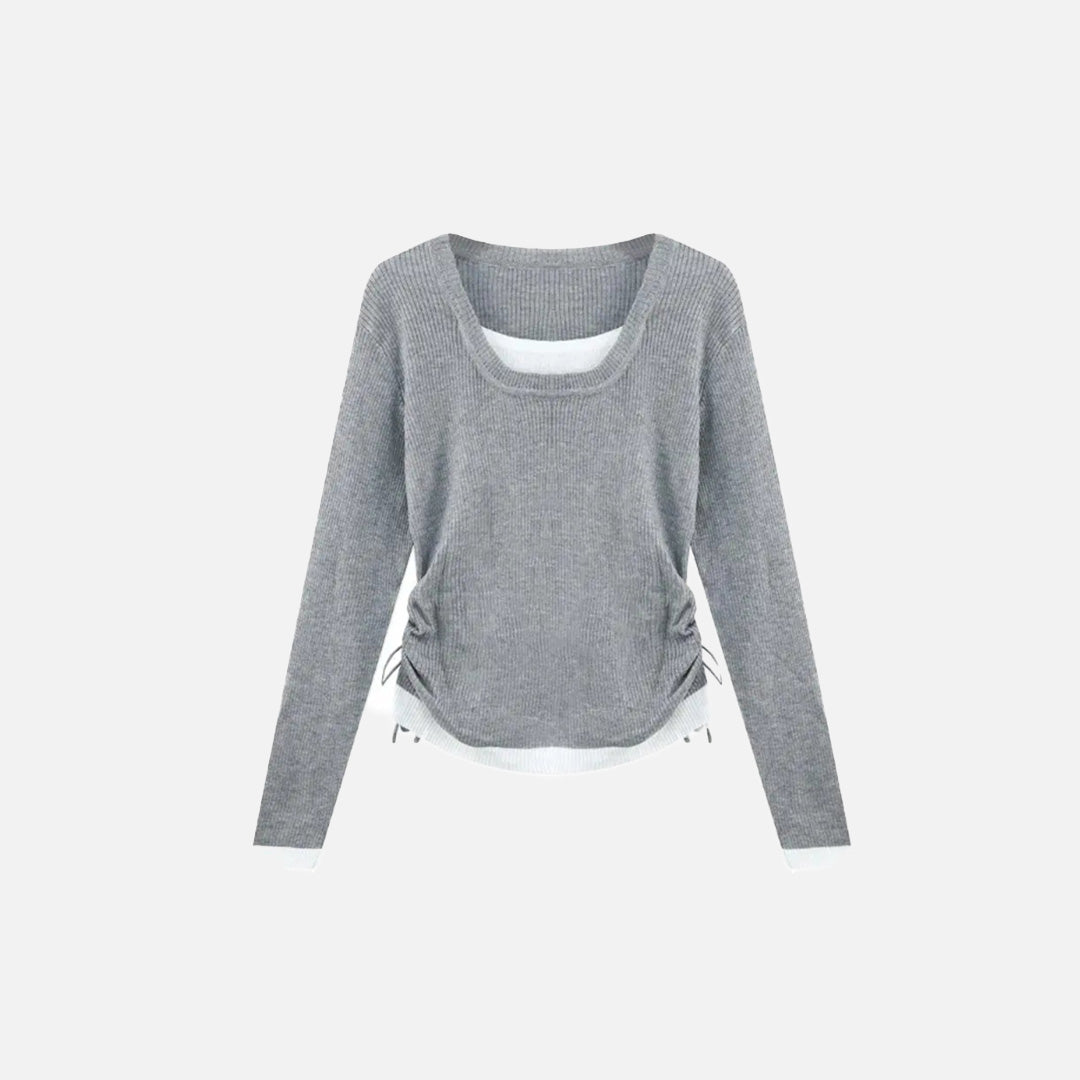 Slim Fit Drawstring Knit Long Shirt