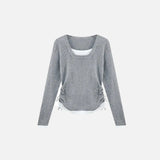 Slim Fit Drawstring Knit Long Shirt