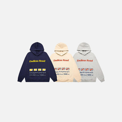 "Endless Road" Letter Print Hoodie