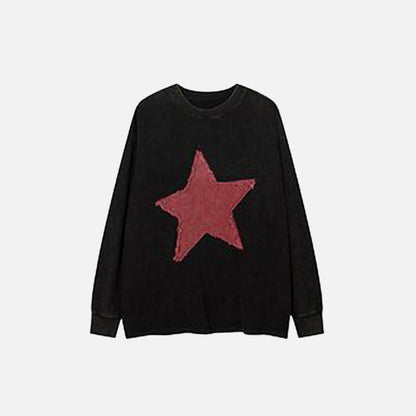 Star Embroidery Loose Sweatshirt