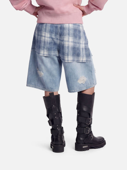 Plaid Panel Chain Jorts