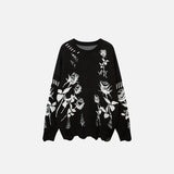 Loose Ripped Flower Knitted Sweater