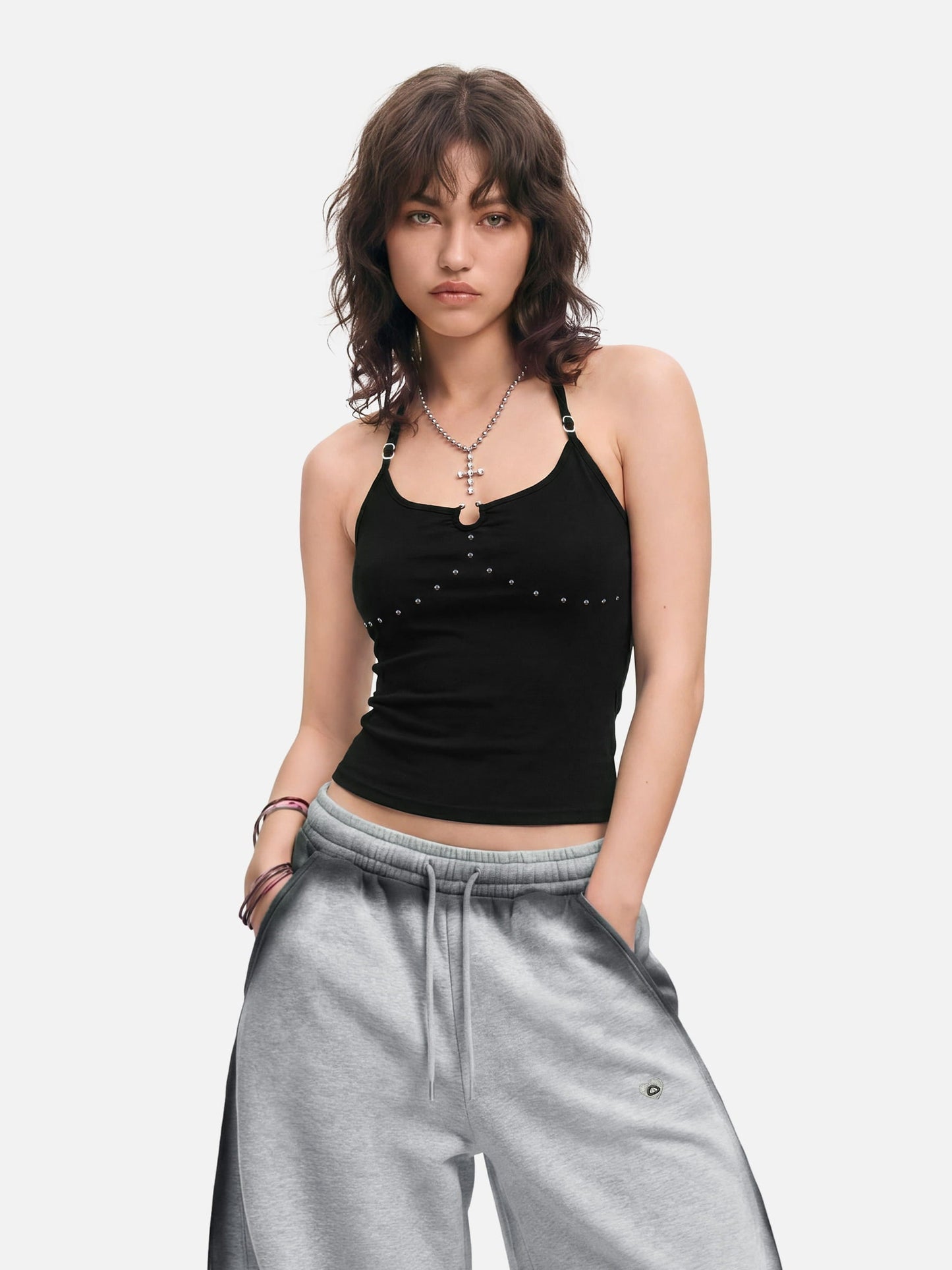 Studded Halter Tank Top