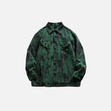 Durable Green Ripped Tie Dye Denim Jacket