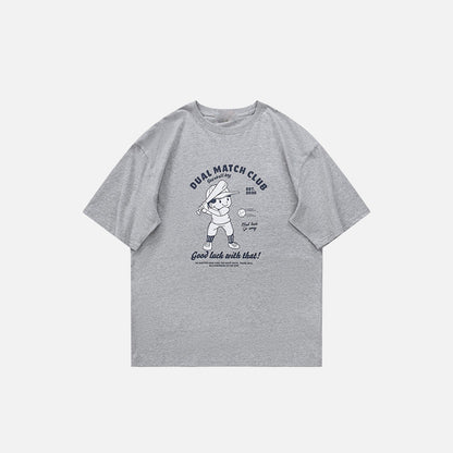 Front view of the grey Loose Baseball T-shirt in a gray background 