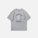Front view of the grey Loose Baseball T-shirt in a gray background 