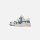 Front view of the blue Flow Striders Sneakers in a gray background