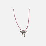 Front view of the pink Elegant Ribbon Necklace 