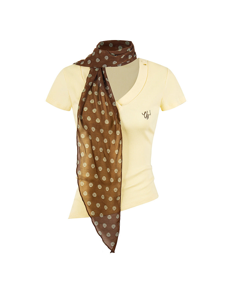 Scarf Detail Fitted Tee