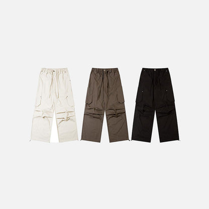 3 Variants showing different colors of the Loose Solid Color High Waist Cargo Pants