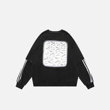 Cut-sleeve Letter Portrait Sweatshirt