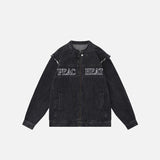 Detachable Sleeve Zip-up Denim Jacket