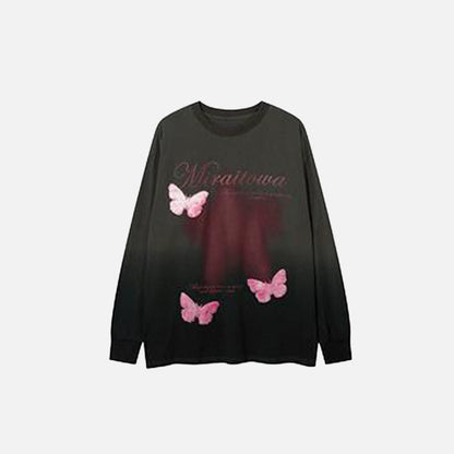 Butterfly Graphic Letter Oversized Sweatshirt
