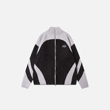 Patchwork Zip-up Stand Sweater