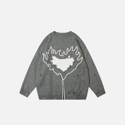 Fiery Heart Loose Knitted Sweater