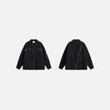 Long Zip-up Denim Jacket