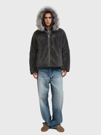 Thesupermade Fur Hooded Quilted Sherpa Jacket - 2304; Coffee / S, Coffee / M, Coffee / L, Coffee / XL, Coffee / 2XL