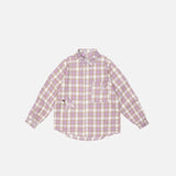 Long-sleeve Star Patch Lapel Plaid Shirt