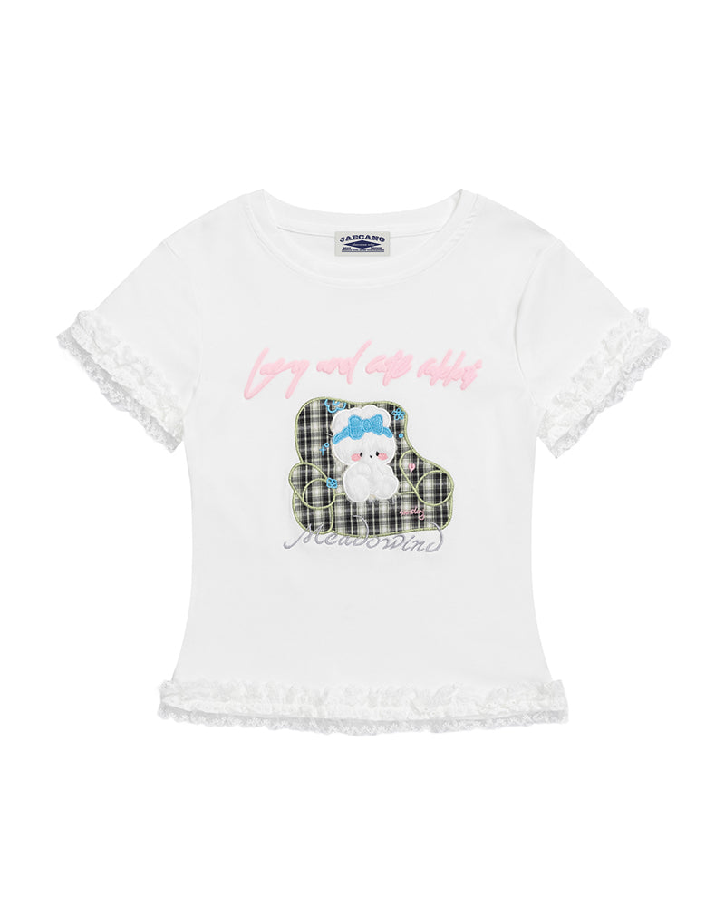 Lace Trim Graphic Baby Tee