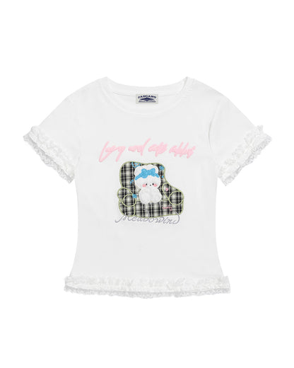 Lace Trim Graphic Baby Tee