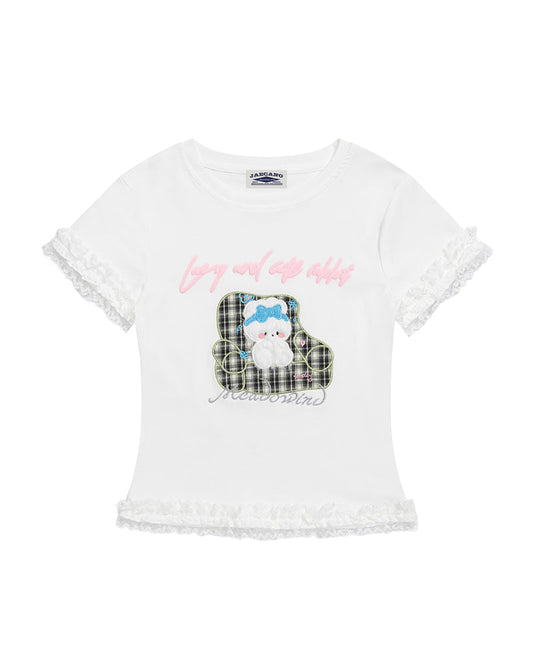 Lace Trim Graphic Baby Tee