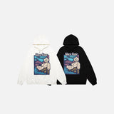 Emo Bear Graphic Print Oversized Hoodie