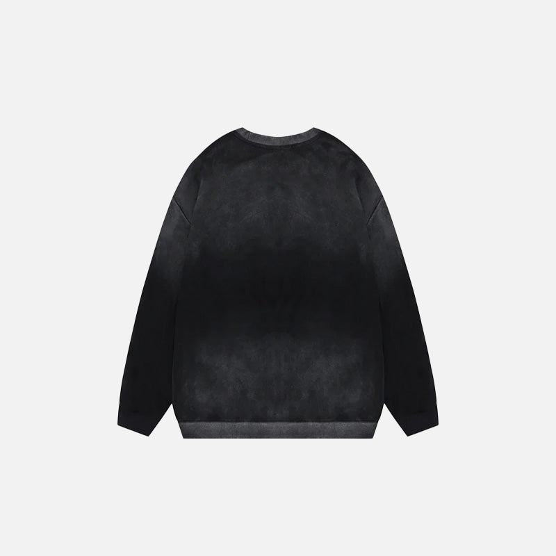 Back view of the black Mystic Melting Bones Sweatshirt in a gray background