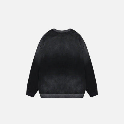 Back view of the black Mystic Melting Bones Sweatshirt in a gray background