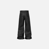 Back view of the Classic Black Wide-Leg Pants in a gray background