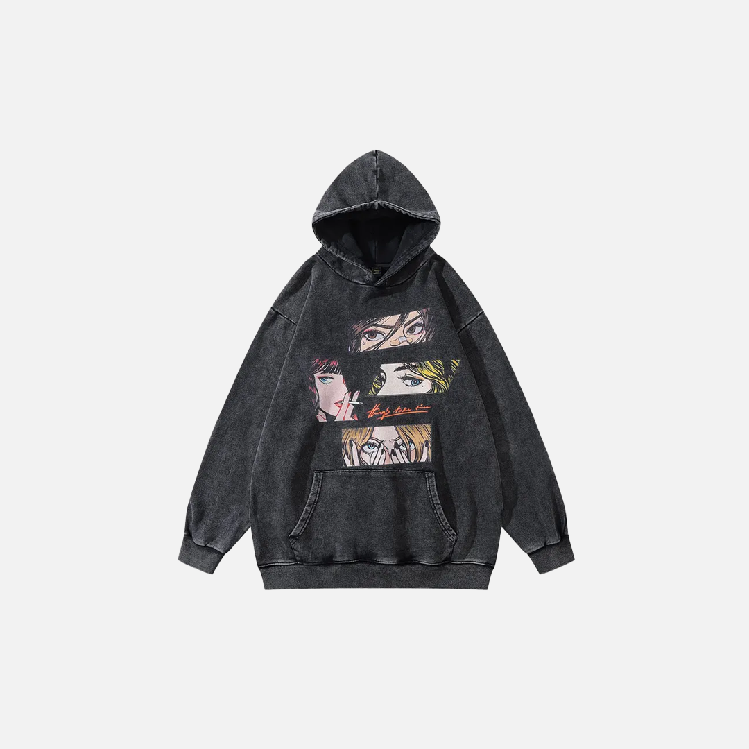 Vintage Anime Eyes Graphic Hoodie